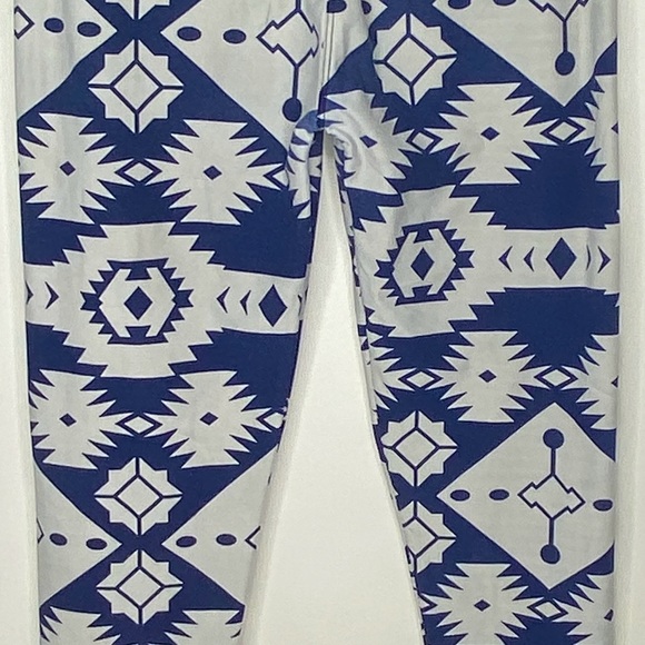 Lularoe Juniors Geometric Leggings S Navy Blue White Straight Leg Tapered Ankle - Picture 6 of 9